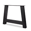 Zwarte A-poten (set) - staal / ijzer - 10x10 cm - hoogte: 72 cm - breedte (montageplaat): 78 cm - breedte (onderzijde): 95 cm - tafelpoot metaal zwart gecoat Zwarte A-poten (set) - staal / ijzer - 10x10 cm - hoogte: 72 cm - breedte (montageplaat): 78 cm - breedte (onderzijde): 95 cm - tafelpoot metaal zwart gecoat