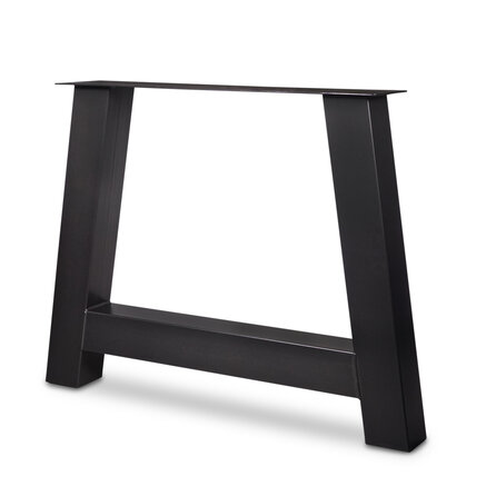 Zwarte A-poten (set) - staal / ijzer - 10x10 cm - hoogte: 72 cm - breedte (montageplaat): 78 cm - breedte (onderzijde): 95 cm - tafelpoot metaal zwart gecoat Zwarte A-poten (set) - staal / ijzer - 10x10 cm - hoogte: 72 cm - breedte (montageplaat): 78 cm - breedte (onderzijde): 95 cm - tafelpoot metaal zwart gecoat