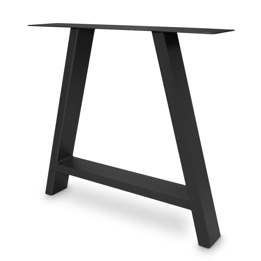 Zwarte A-poten (set) - staal / ijzer - 4x10 cm - hoogte: 72 cm - breedte (montageplaat): 78 cm - tafelpoot metaal zwart gecoat Zwarte A-poten (set) - staal / ijzer - 4x10 cm - hoogte: 72 cm - breedte (montageplaat): 78 cm - tafelpoot metaal zwart gecoat