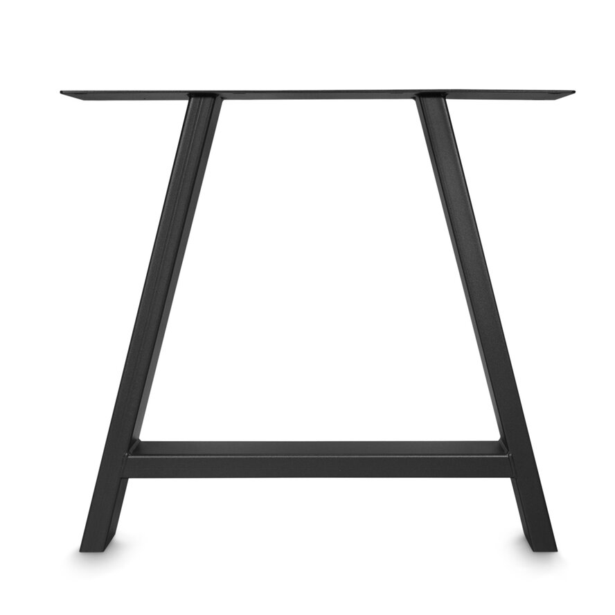 Zwarte A-poten (set) - staal / ijzer - 4x10 cm - hoogte: 72 cm - breedte (montageplaat): 78 cm - tafelpoot metaal zwart gecoat Zwarte A-poten (set) - staal / ijzer - 4x10 cm - hoogte: 72 cm - breedte (montageplaat): 78 cm - tafelpoot metaal zwart gecoat