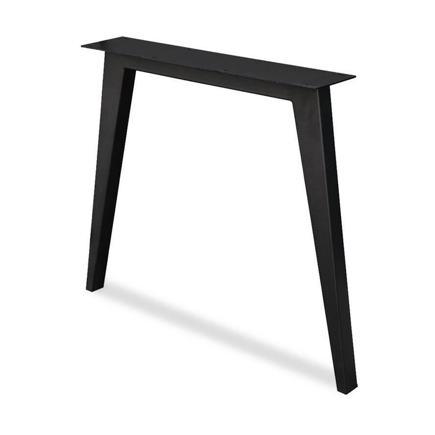Zwarte N-poten (set) - staal / ijzer - schuine koker - hoogte: 72 cm - breedte (montageplaat): 78 cm - breedte (onderzijde): 74 cm - tafelpoot metaal zwart gecoat Zwarte N-poten (set) - staal / ijzer - schuine koker - hoogte: 72 cm - breedte (montageplaat): 78 cm - breedte (onderzijde): 74 cm - tafelpoot metaal zwart gecoat