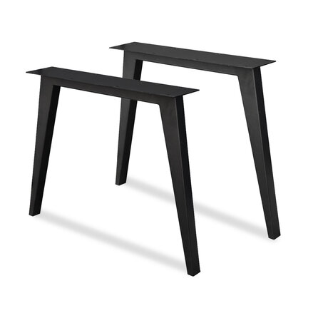Zwarte N-poten (set) - staal / ijzer - schuine koker - hoogte: 72 cm - breedte (montageplaat): 78 cm - breedte (onderzijde): 94 cm - tafelpoot metaal zwart gecoat Zwarte N-poten (set) - staal / ijzer - schuine koker - hoogte: 72 cm - breedte (montageplaat): 78 cm - breedte (onderzijde): 94 cm - tafelpoot metaal zwart gecoat