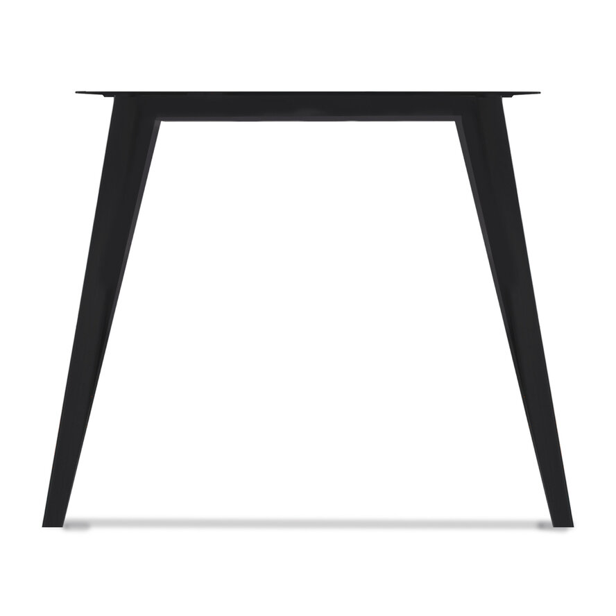 Zwarte N-poten (set) - staal / ijzer - schuine koker - hoogte: 72 cm - breedte (montageplaat): 78 cm - breedte (onderzijde): 94 cm - tafelpoot metaal zwart gecoat Zwarte N-poten (set) - staal / ijzer - schuine koker - hoogte: 72 cm - breedte (montageplaat): 78 cm - breedte (onderzijde): 94 cm - tafelpoot metaal zwart gecoat