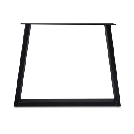Zwarte trapezium poten (set) - staal / ijzer - 4x10 cm - hoogte: 72 cm - breedte (montageplaat): 78 cm - breedte (onderzijde): 95 cm - tafelpoot metaal zwart gecoat