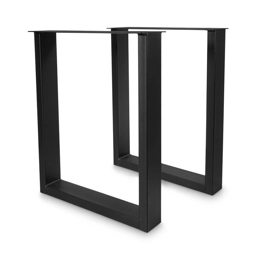 Zwarte U-poten (set) - staal / ijzer - 4x10 cm - hoogte: 72 cm - breedte (montageplaat): 60 cm - tafelpoot metaal zwart gecoat Zwarte U-poten (set) - staal / ijzer - 4x10 cm - hoogte: 72 cm - breedte (montageplaat): 60 cm - tafelpoot metaal zwart gecoat