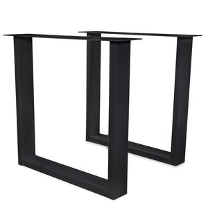 U-tafelpoot zwart (set) - metaal - 4x10 cm - h: 72 cm - b: 78 cm