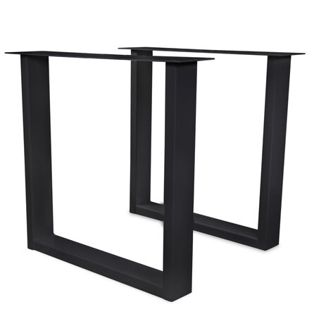Zwarte U-poten (set) - staal / ijzer - 4x10 cm - hoogte: 72 cm - breedte (montageplaat): 78 cm - tafelpoot metaal zwart gecoat