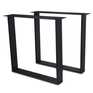 U-tafelpoot zwart (set) - metaal - 2x10 cm - h: 72 cm - b: 70-78 cm