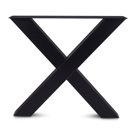 Zwarte X-poten (set) - staal / ijzer - 10x10 cm - hoogte: 72 cm - breedte (montageplaat): 78 cm - tafelpoot metaal zwart gecoat Zwarte X-poten (set) - staal / ijzer - 10x10 cm - hoogte: 72 cm - breedte (montageplaat): 78 cm - tafelpoot metaal zwart gecoat