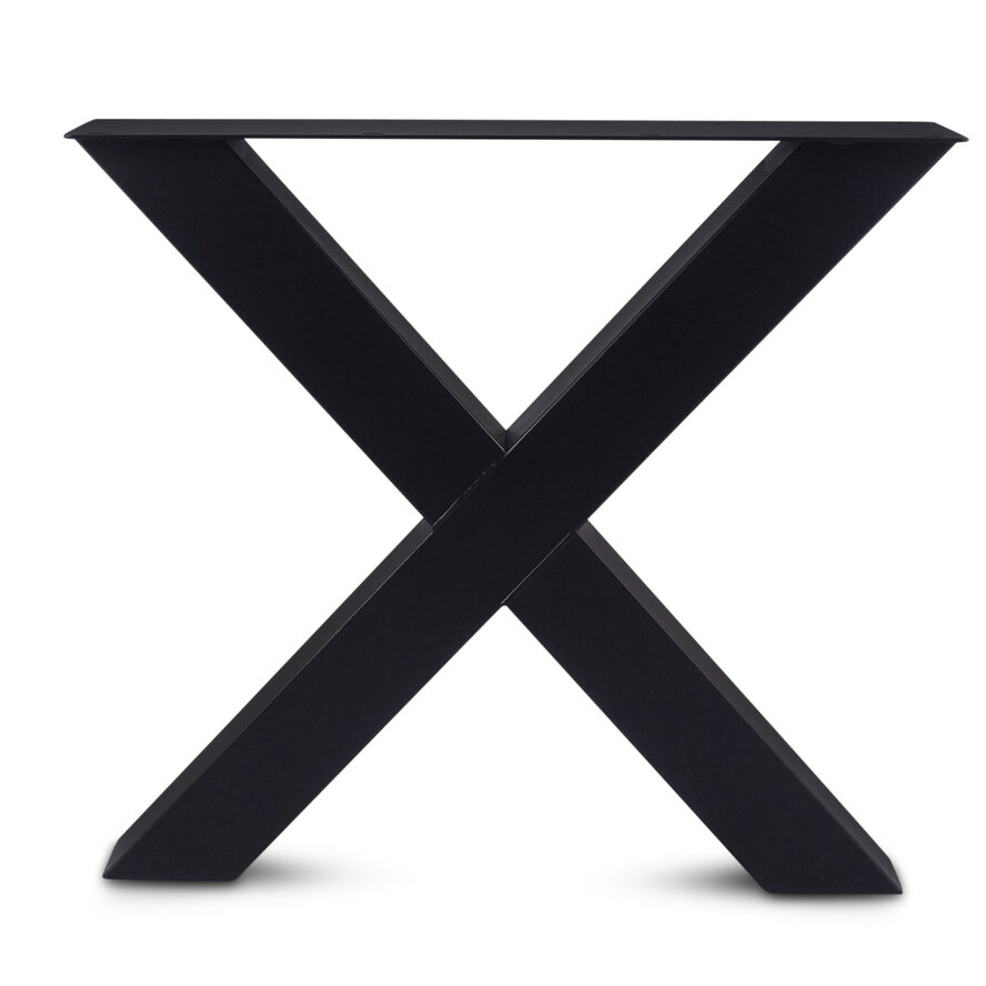 Zwarte X-poten (set) - staal / ijzer - 10x10 cm - hoogte: 72 cm - breedte (montageplaat): 78 cm - tafelpoot metaal zwart gecoat Zwarte X-poten (set) - staal / ijzer - 10x10 cm - hoogte: 72 cm - breedte (montageplaat): 78 cm - tafelpoot metaal zwart gecoat