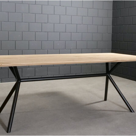 Zwart x-poot frame tafelonderstel (3-delig) - staal / ijzer - afmeting: 70x246 cm - breedte montageplaat: 78 cm - hoogte: 72 cm - kruispoot onderstel metaal zwart gecoat