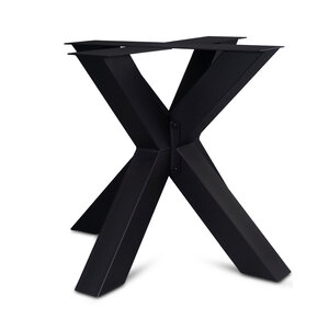 Dubbel X tafel onderstel zwart - metaal - 10x10 cm - 80x80 cm - h: 72 cm