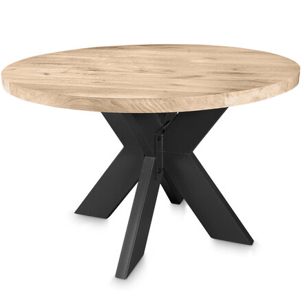 Zwart dubbele x tafelonderstel (3-delig) - staal / ijzer - 5x15 cm - afmeting: 90x90 cm (montageplaat) - hoogte: 72 cm - centrale kruispoot metaal zwart gecoat