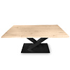 Zwart V/X tafelonderstel (3-delig) - staal / ijzer - 10x10 cm - hoogte: 72 cm - lengte: 121 cm - afmeting voetplaat: 48x98 cm - centrale tafelpoot metaal zwart gecoat