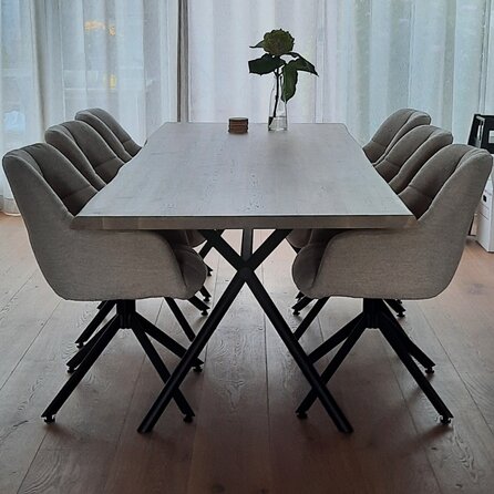 Zwart x-poot frame tafelonderstel (3-delig) - staal / ijzer - afmeting: 70x212 cm - breedte montageplaat: 78 cm - hoogte: 72 cm - kruispoot onderstel metaal zwart gecoat