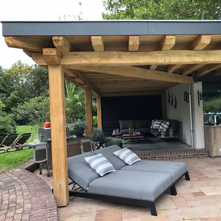 Verouderd eiken balk - 85x85 mm - rustiek geschaafde kanten - balk voor buiten - oud eikenhout AD 20-25%