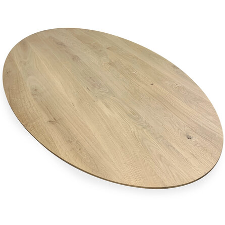 Eiken ellips tafelblad - diverse (vaste) afmetingen - rustiek eikenhout - 4 cm dik (1 laag massief) - 8-12% KD - voor binnen