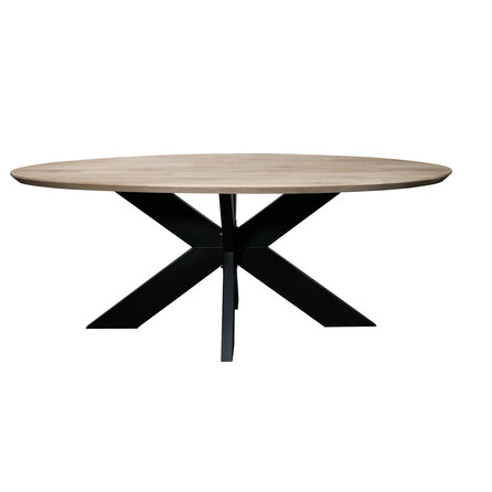 Eiken ellips tafelblad - verjongd - diverse (vaste) afmetingen - rustiek eikenhout - 4 cm dik (1 laag massief) - 8-12% KD - voor binnen