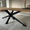 Zwart matrix tafelonderstel (3-delig) - staal / ijzer - 1 cm massief - afmeting: 78x180 cm - hoogte: 72 cm - centrale matrix tafelpoot metaal zwart gecoat