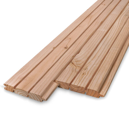 Douglas triple blokprofiel dubbelzijdig - 28x123 mm - geschaafd - Deens rabat - douglashout KD 18-20%