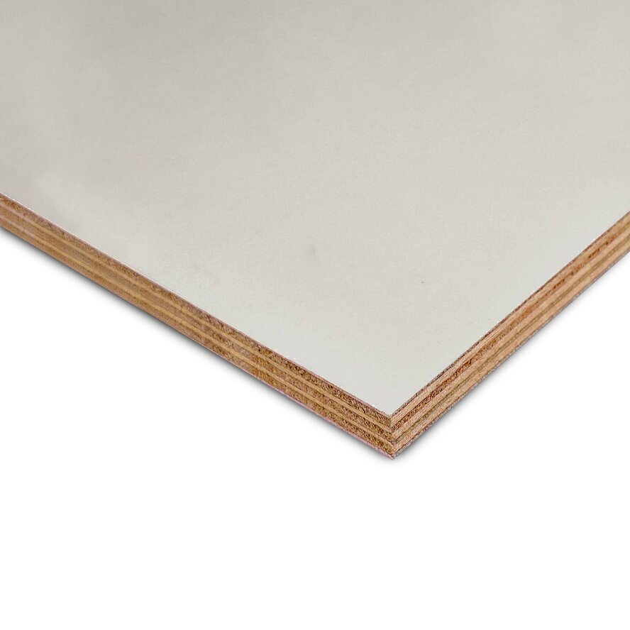 Multiplex okoume - wit / grijs - 15 mm dik - witte en grijze okoumé multiplex plaat - Multipaint - garantieplaat 30 jaar Multiplex okoume - wit / grijs - 15 mm dik - witte en grijze okoumé multiplex plaat - Multipaint - garantieplaat 30 jaar
