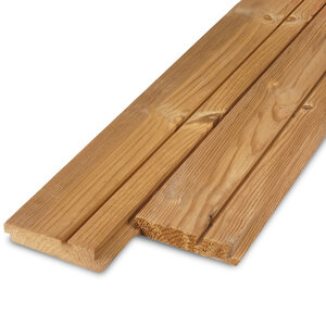 Grenen thermowood dubbel blokprofiel (70/30) - 21x125 mm - geschaafd - KD Grenen thermowood dubbel blokprofiel (70/30) - 21x125 mm - geschaafd - KD