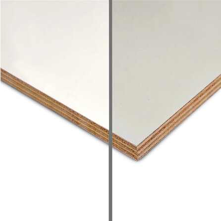 Multiplex okoume - wit / grijs - 15 mm dik - witte en grijze okoumé multiplex plaat - Paintpanel - garantieplaat 15 jaar
