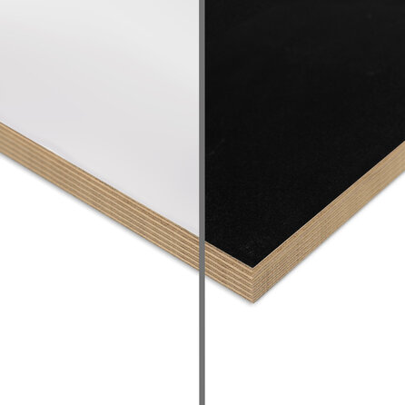 Multiplex berken - wit (RAL 9003) / zwart (RAL 9004) - 18 mm dik - witte en zwarte berken multiplex plaat