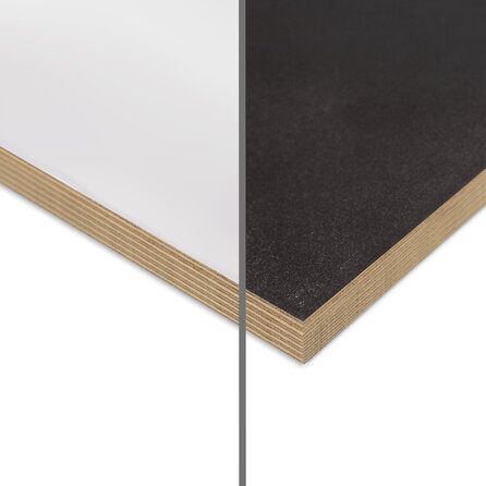 Multiplex berken - wit (RAL 9003) / grijsbruin (RAL 8019) - 18 mm dik - witte en grijze berken multiplex plaat