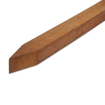 Azobe piketpaal - 60x60 mm - ruw / fijnbezaagd - tuinpaal met punt - azobé hardhout AD 20-25%