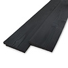 Zwart douglas Zweeds rabat - 12-27x180 mm - zichtzijde ruw / fijnbezaagd - zweedsrabat - zwart gebeitst douglashout KD 18-20%