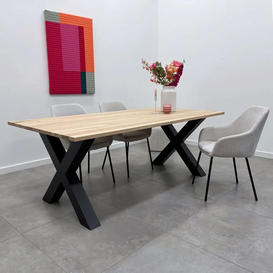 Zwarte X-poten (set) - staal / ijzer - 10x10 cm - hoogte: 72 cm - breedte (montageplaat): 78 cm - tafelpoot metaal zwart gecoat Zwarte X-poten (set) - staal / ijzer - 10x10 cm - hoogte: 72 cm - breedte (montageplaat): 78 cm - tafelpoot metaal zwart gecoat