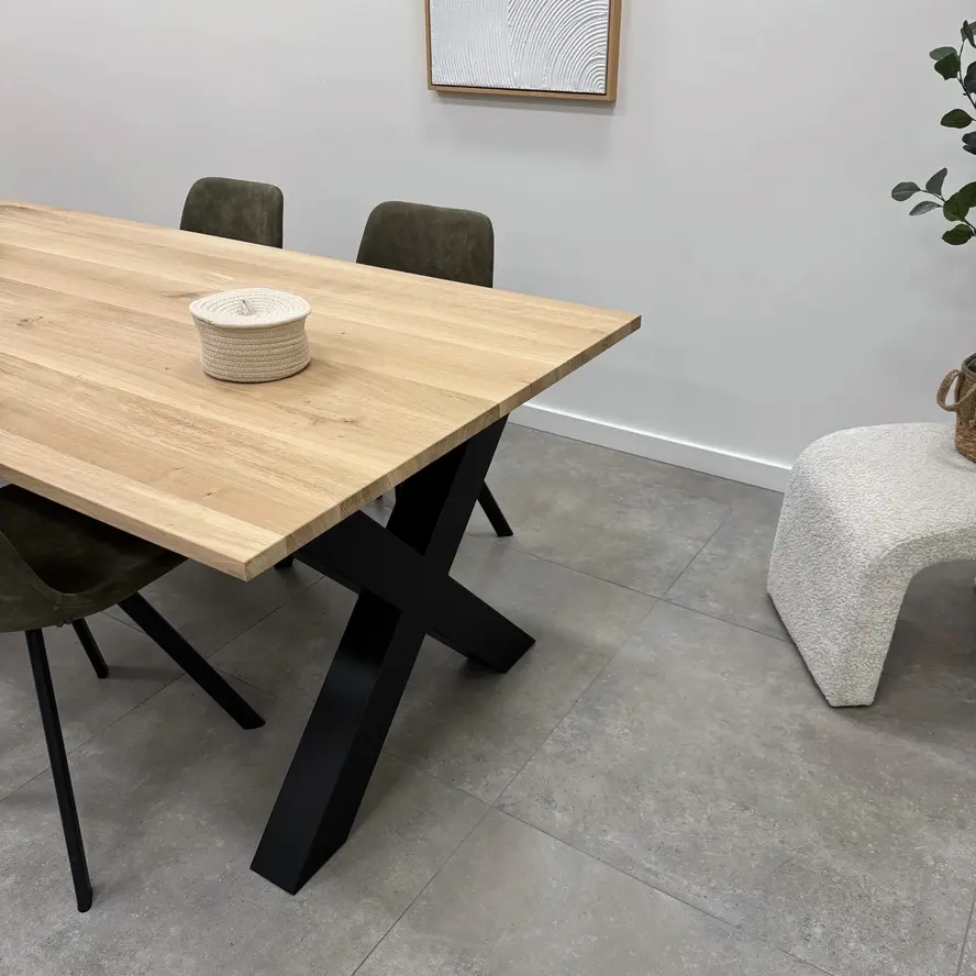Zwarte X-poten (set) - staal / ijzer - 10x10 cm - hoogte: 72 cm - breedte (montageplaat): 78 cm - tafelpoot metaal zwart gecoat Zwarte X-poten (set) - staal / ijzer - 10x10 cm - hoogte: 72 cm - breedte (montageplaat): 78 cm - tafelpoot metaal zwart gecoat