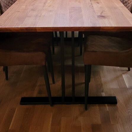 Zwarte T-poten (set) - staal / ijzer - 2x8 cm - hoogte: 72 cm - breedte (montageplaat): 78 cm - tafelpoot metaal zwart gecoat Zwarte T-poten (set) - staal / ijzer - 2x8 cm - hoogte: 72 cm - breedte (montageplaat): 78 cm - tafelpoot metaal zwart gecoat