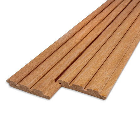 Bankirai triple blokprofiel - 22x135 mm - geschaafd - Deens rabat - bangkirai hardhout KD 18-20%