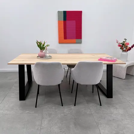 Zwarte trapezium poten (set) - staal / ijzer - 4x10 cm - hoogte: 72 cm - breedte (montageplaat): 78 cm - breedte (onderzijde): 95 cm - tafelpoot metaal zwart gecoat