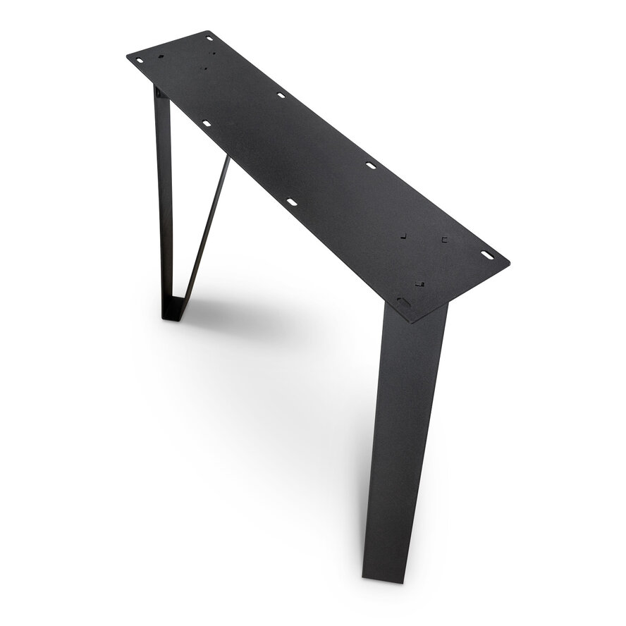 Zwarte schuine vlinder poten (set) - staal / ijzer - 0.5x8 cm - hoogte: 72 cm - breedte (onder): 92 cm - tafelpoot metaal zwart gecoat Zwarte schuine vlinder poten (set) - staal / ijzer - 0.5x8 cm - hoogte: 72 cm - breedte (onder): 92 cm - tafelpoot metaal zwart gecoat