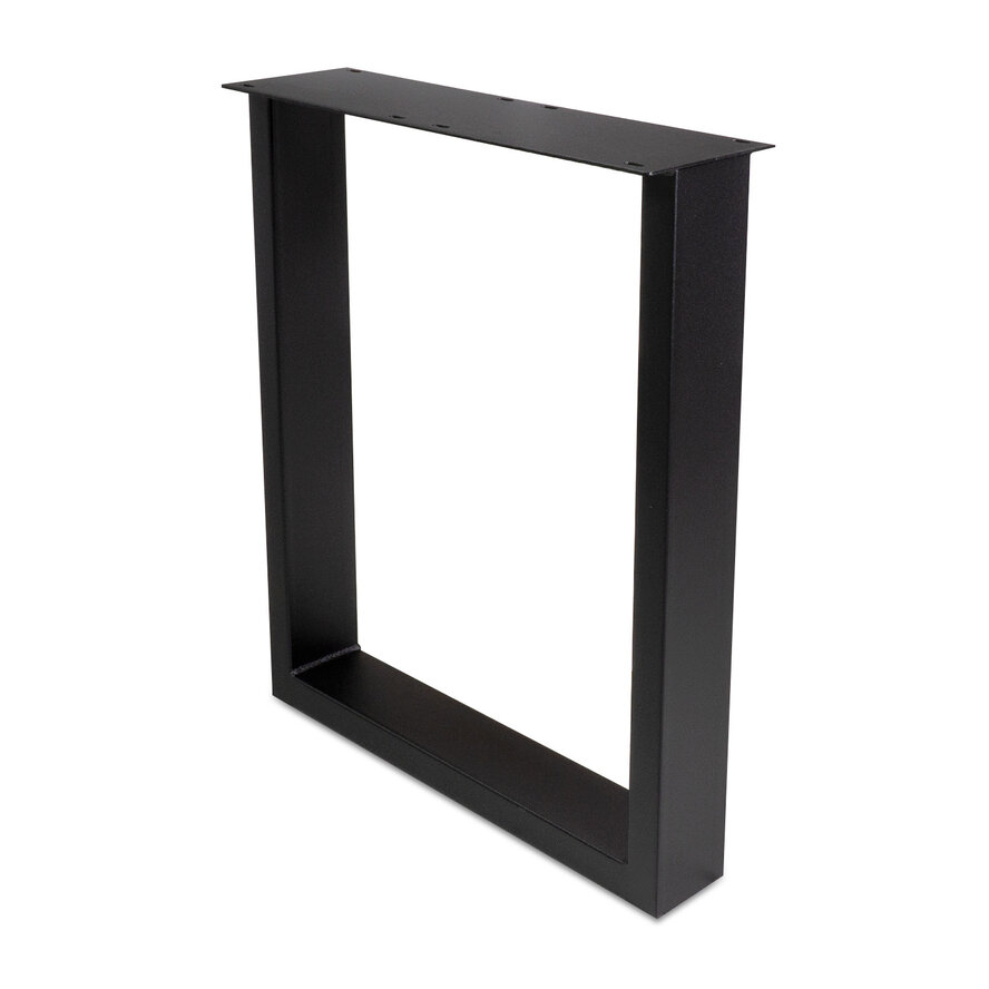 Zwarte U-poten (set) - staal / ijzer - 4x10 cm - hoogte: 72 cm - breedte (montageplaat): 60 cm - tafelpoot metaal zwart gecoat Zwarte U-poten (set) - staal / ijzer - 4x10 cm - hoogte: 72 cm - breedte (montageplaat): 60 cm - tafelpoot metaal zwart gecoat