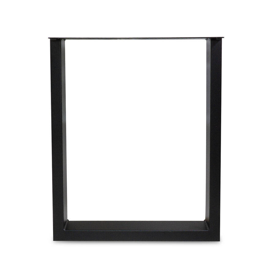Zwarte U-poten (set) - staal / ijzer - 4x10 cm - hoogte: 72 cm - breedte (montageplaat): 60 cm - tafelpoot metaal zwart gecoat Zwarte U-poten (set) - staal / ijzer - 4x10 cm - hoogte: 72 cm - breedte (montageplaat): 60 cm - tafelpoot metaal zwart gecoat