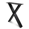Zwarte X-poten (set) - staal / ijzer - 4x10 cm - hoogte: 72 cm - breedte (montageplaat): 60 cm - tafelpoot metaal zwart gecoat Zwarte X-poten (set) - staal / ijzer - 4x10 cm - hoogte: 72 cm - breedte (montageplaat): 60 cm - tafelpoot metaal zwart gecoat