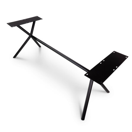 Zwart x-poot frame tafelonderstel (3-delig) - staal / ijzer - afmeting: 70x246 cm - breedte montageplaat: 78 cm - hoogte: 72 cm - kruispoot onderstel metaal zwart gecoat