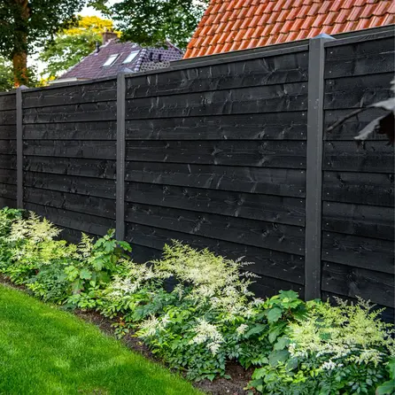 Zwart vuren Zweeds rabat - 11-22x180 mm - ruwe zichtzijde - zweedsrabat - zwart gebeitst vurenhout KD 18-20%
