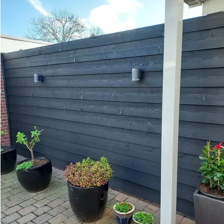 Zwart vuren Zweeds rabat - 11-22x180 mm - ruwe zichtzijde - zweedsrabat - zwart gebeitst vurenhout KD 18-20%