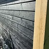 Zwart vuren Zweeds rabat - 12-27x178 mm - ruwe zichtzijde - zweedsrabat - zwart gebeitst vurenhout KD 18-20%