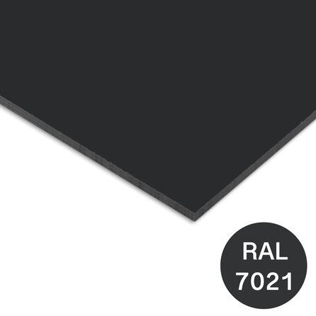 Trespa plaat - eenzijdig zwartgrijs (RAL 7021) - 6 mm dik - antracietgrijze HPL plaat - Trespa Izeon - garantieplaat 10 jaar