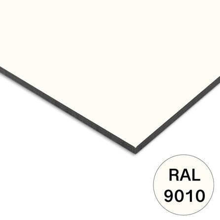 Trespa plaat - eenzijdig gebroken wit (RAL 9010) - 6 mm dik - witte HPL plaat - Trespa Izeon - garantieplaat 10 jaar