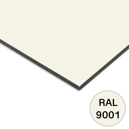 Trespa plaat - eenzijdig crèmewit (RAL 9001) - 6 mm dik - witte HPL plaat - Trespa Izeon - garantieplaat 10 jaar