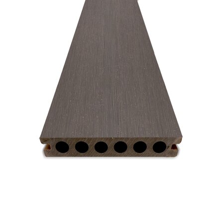 Composiet terrasplank - hol (semi massief) - antraciet uitstraling - 23x138 mm - 1 zijde geschaafd / 1 zijde geborsteld (optiek) - vlonderplank met blinde bevestiging - houtcomposiet