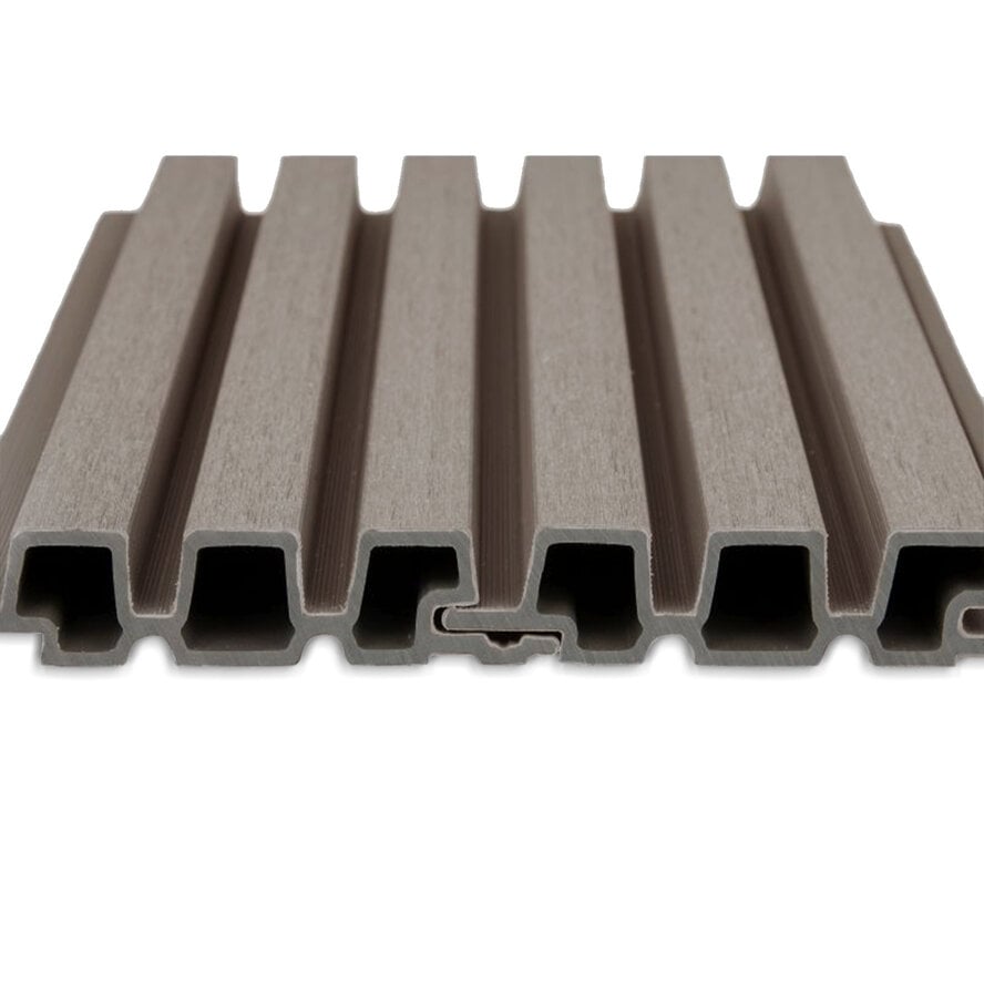 Composiet triple blokprofiel (hol) - vergrijsd hout look - 33x140 mm - Deens rabat - houtcomposiet Composiet triple blokprofiel (hol) - vergrijsd hout look - 33x140 mm - Deens rabat - houtcomposiet