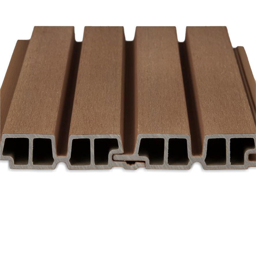 Composiet dubbel blokprofiel (hol) - teak look - 33x140 mm - blokprofiel dubbel - houtcomposiet Composiet dubbel blokprofiel (hol) - teak look - 33x140 mm - blokprofiel dubbel - houtcomposiet